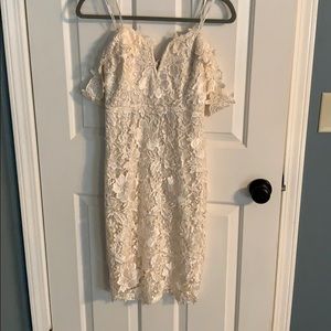 Off the shoulder ivory lace dress
